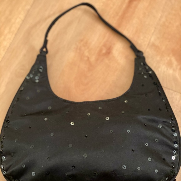 Prom, Special Occasion small purse, Ann Taylor, satin, sequins, snap closure - Picture 7 of 10